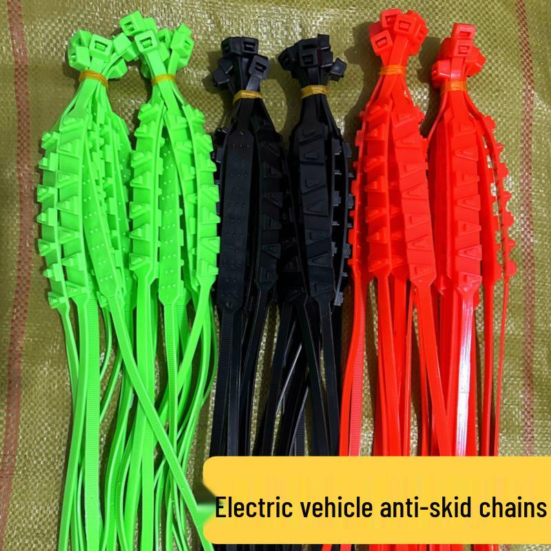 

Universal Anti-Slip Tire Chains for Electric Vehicles, Motorcycles, and Tricycles Red Anti-slip Strap