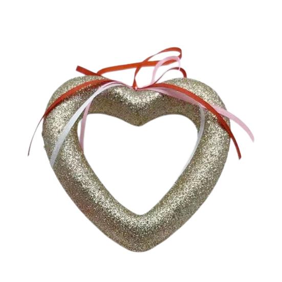 

Блискуча пінопластова прикраса у формі серця Любов День святого Валентина Весілля Святкова вечірка Дерево Вінок Вхідні двері Стіна 3D Велика прикраса у формі серця з бантом 15cm
