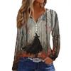 Women's T Shirt Tee HAlloween Print Button Long Sleeve Daily Weekend Fashion Basic V- Neck Regular Top