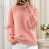 Autumn Winter Round Neck Solid Color Jacquard Knit Sweaters Retro Pullover Women's Sweaters