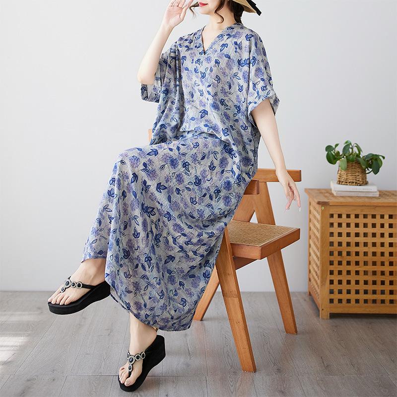 Chic Bohemian V-Neck Plus Size Women s Robe Plus Universal Size