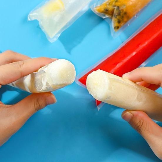 100 Pcs Disposable Popsicle Bag with Funnel Transparent Freezer Tubes for Healthy Snacks Yogurt Sticks Juice Smoothies Easy