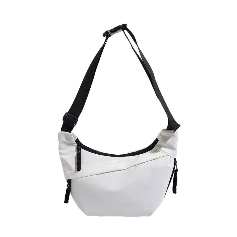 Bolsa de ombro casual simples de nylon para mulheres com zíper sólido, novo estilo de bolsa de ombro, grande capacidade, moda versátil