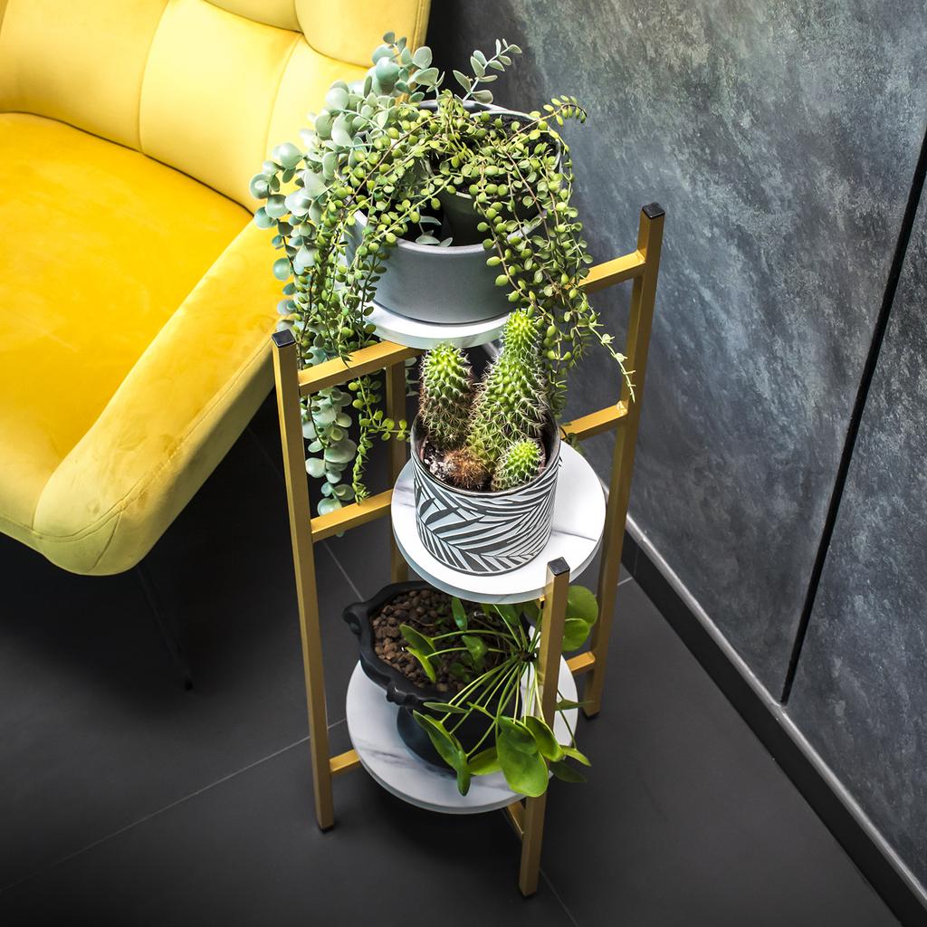 Standing flower stand, metal flower stand, flowers, plants, pots, 3 shelves