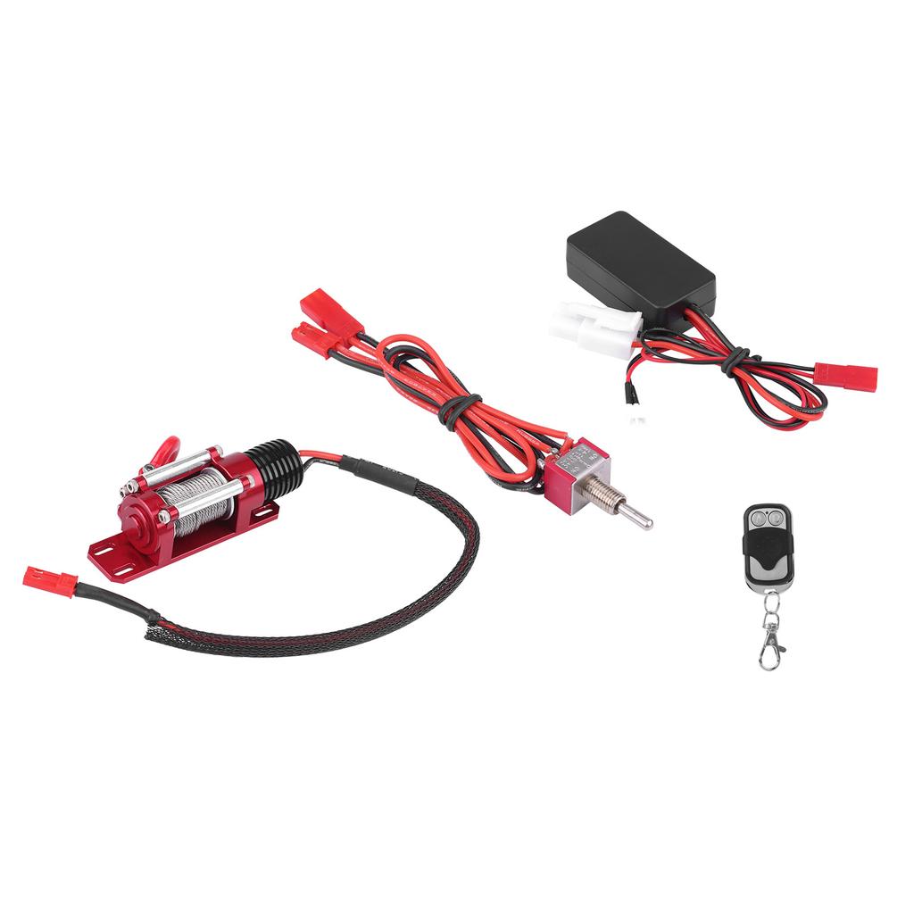 RC Car Winch, 1/10 Scale RC Crawler Vehicle Car Accessory Metal Winch with Remote Control for   /   /   /   /   / SCX10 / D90 /
