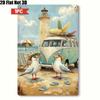 Vintage Coastal Metal Wall Art Seagull Lighthouse Beach Sign Nautical Home Decor