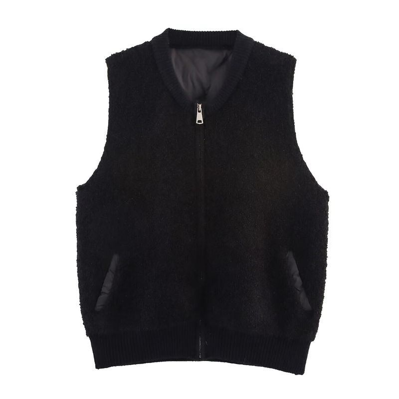 Kaslead New Women Clothes Western Style Patchwork Towel Needle Quilted Baseball Zip-up Sleeveless Vest Vest