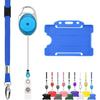 Lanière Tour De Cou - Bleu - Set De 3 - Porte-Badge Rigide - Clip Rétractable - Cordon Sécurisé