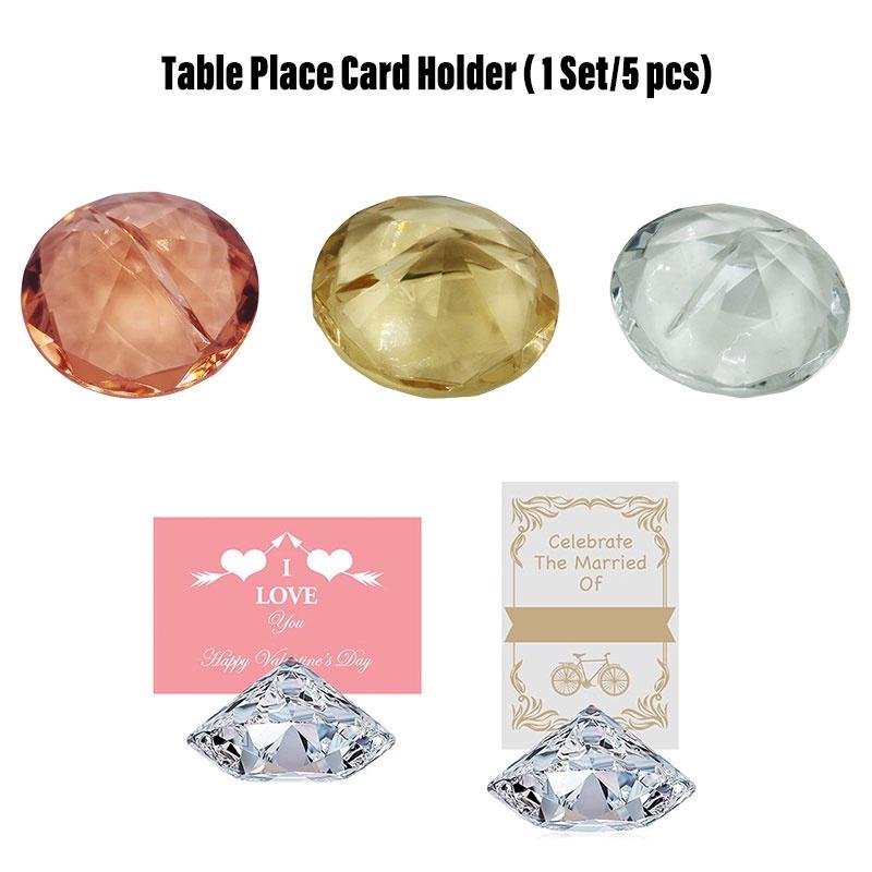 Diamond 5pcs Acrylic Table Place Card Holder Crystal Wedding Desktop Decoration