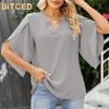 Moda Donna Casual Tinta Unita Stampa Scollo a V Bluse e Camicie