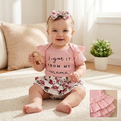 Nuovo Outfit Estivo Stile Fatina Abbigliamento per Bambini Tuta con Pantaloncini Set Abbigliamento Estivo Floreale Dolce Piccola Principessa