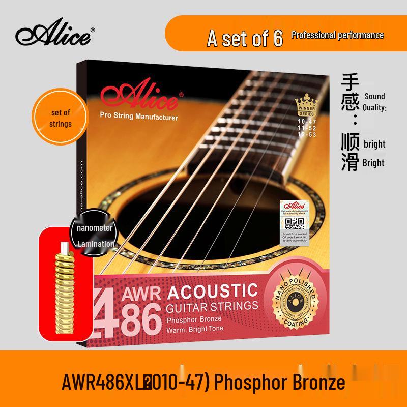Alice Folk Guitar Strings Set: 6 Rust-Proof Steel Core Strings for Acoustic Guitars