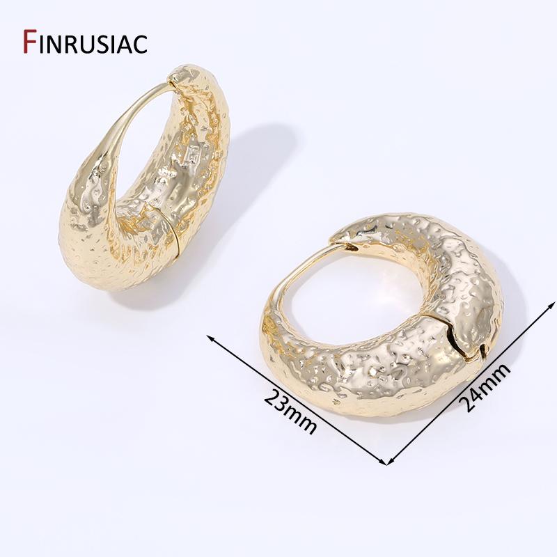 14K Gold Plated Brass Round Hoop Earrings Fashion Huggies Earrings For Women Party Jewelry Accessories Gift