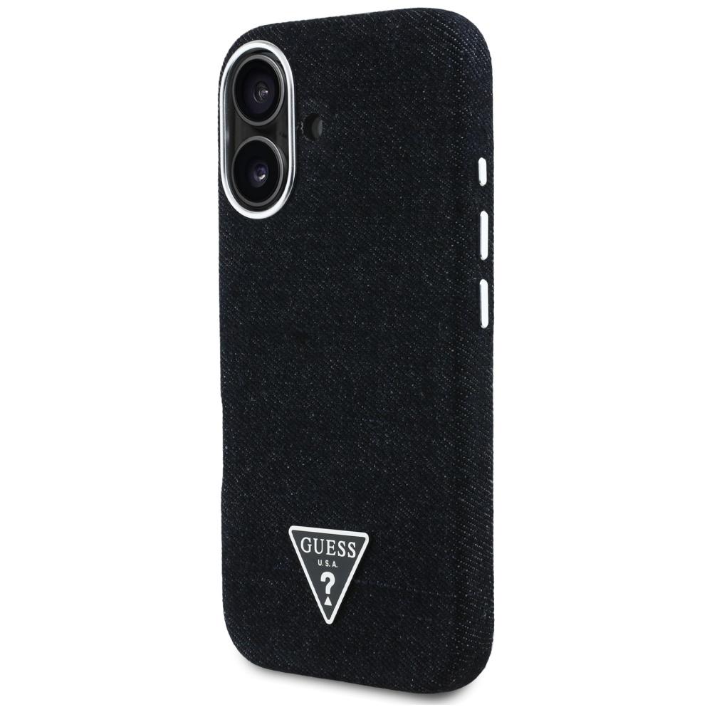 Guess Denim Triangle Logo MagSafe Case for iPhone 16 Black