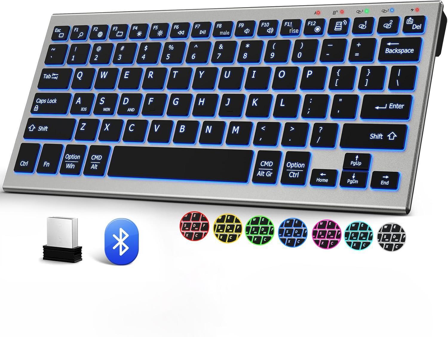 

JOMAA 2.4G Wireless RGB Bluetooth Keyboard - Silent Backlit Office Edition