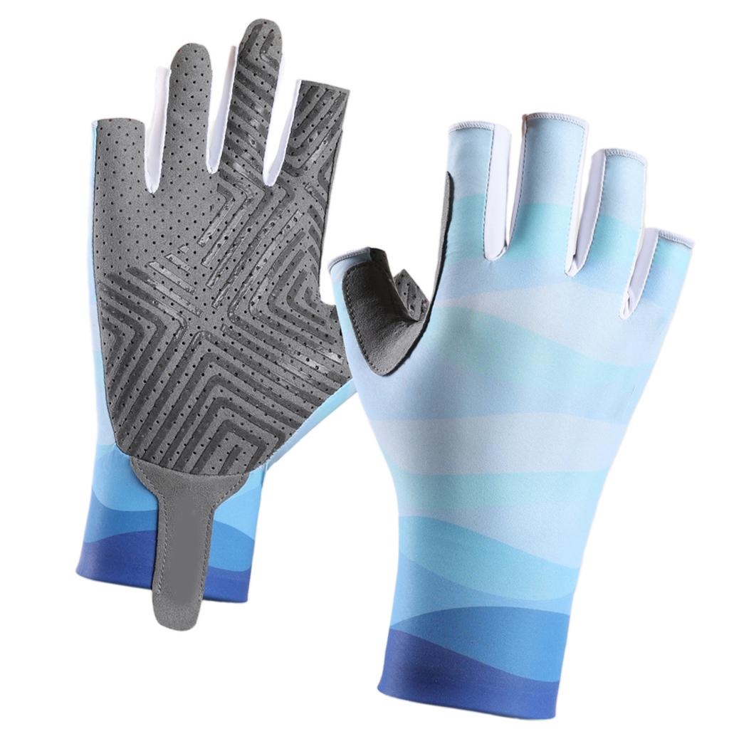 UPF50+ Sun Protection Gloves for Fishing Hiking Comfortable Angler Fingerless Gloves Breathable Anti-Slip Elastic Gloves
