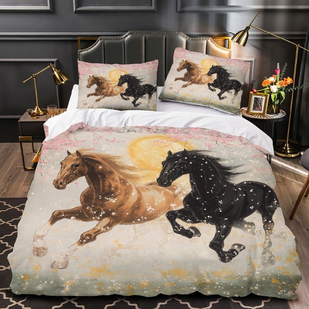 

Horse Decor Summer bedding sets,girl bed Duvet Cover set with pillow cover 75x50,soft microfiber summer quilt cover with zipper 135x200cm