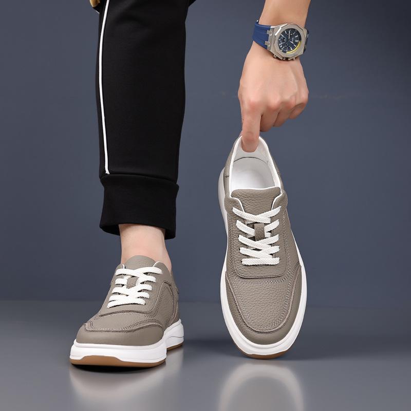 Top Layer Cowhide 2025 Autumn New Men's Casual Shoes Genuine Leather Breathable Men's White Shoes Trendy Men's Shoes