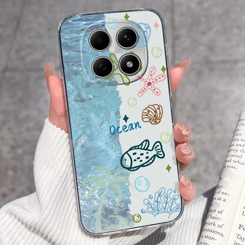 For Redmi Note 15 14 13 Pro Plus 5 5A 4 4X Phone Case Chinese Style Red-Crowned Crane Patterns Transparent TPU Shockproof Casing For Redmi Soft Covers