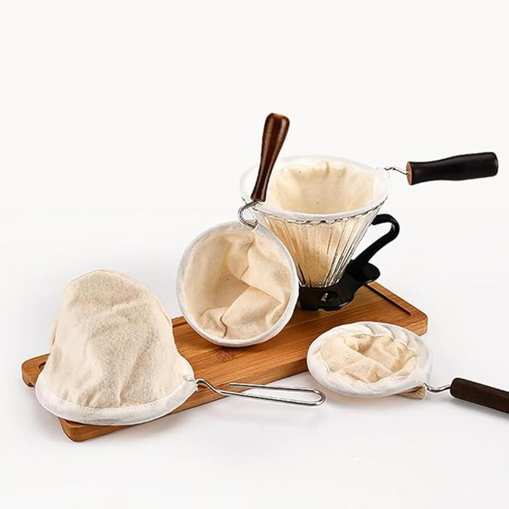 Nel Filter with Wooden Neck and Cloth Coffee Filter for Nel Drip for Home and Office Use Handle, Coffee, (C, 2011cm)