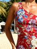 2026 Summer One Shoulder Iris Floral Print Mini Dress, Red Slim Bodycon Beach Sundress