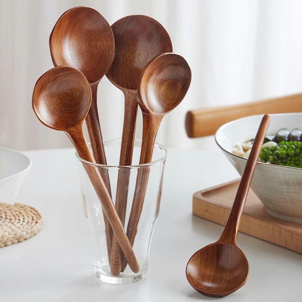 Deep Spoon Head Long Handle Spoon Long Handle Serving Ladle Wooden Soup Spoon Kitchen Cooking
