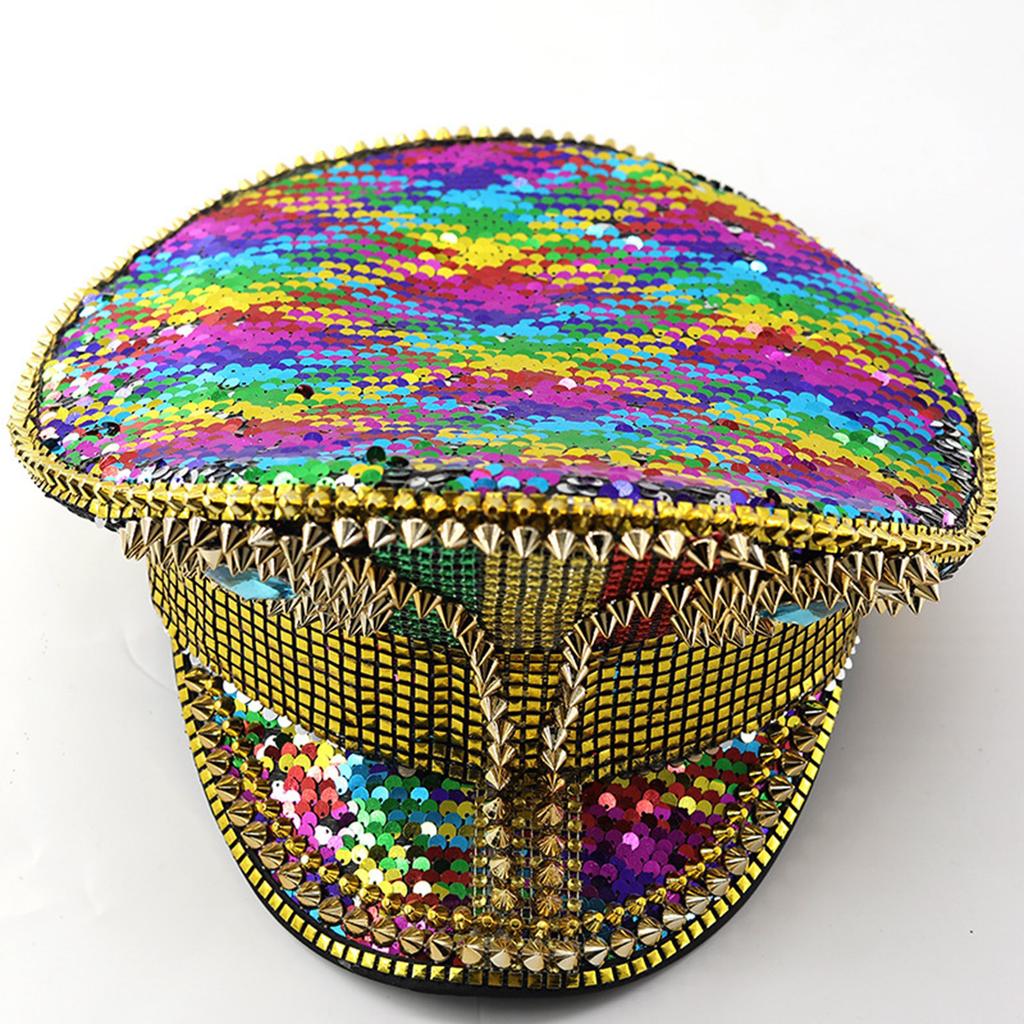 Cappello da Capitano Borchiato Arcobaleno Rivetti Gioiello Cappello da Marinaio Regolabile Cappello alla Moda per Attività all'Aperto Unisex