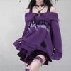 Korean Style Punk Off-Shoulder Ripped Sweater - Women's Autumn/Winter Knitted Top