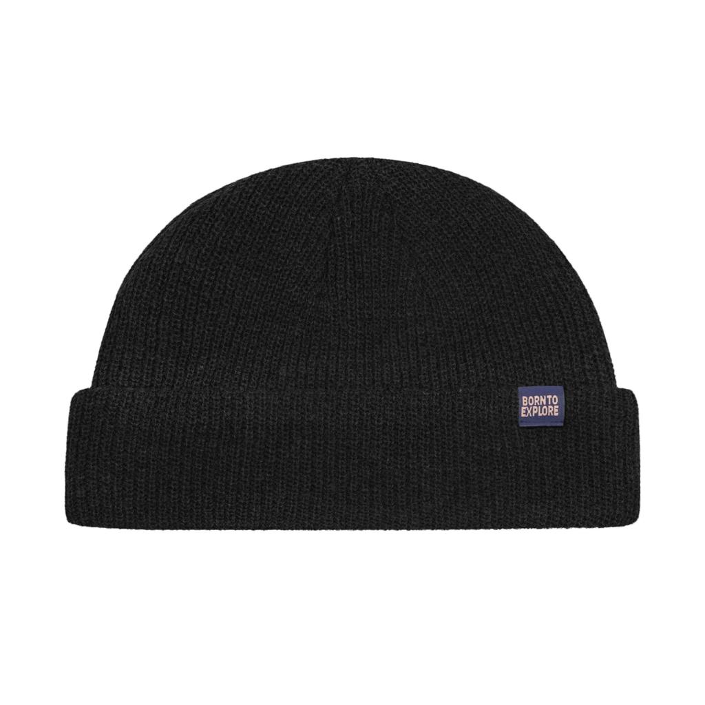 Croogo Beanie Knit Street Knit Islamic Short Cappuccino Solid Winter Cap, Style, Men's Watch, Shallow, Double-Layered Fabric, Striped, Hat, Watch,