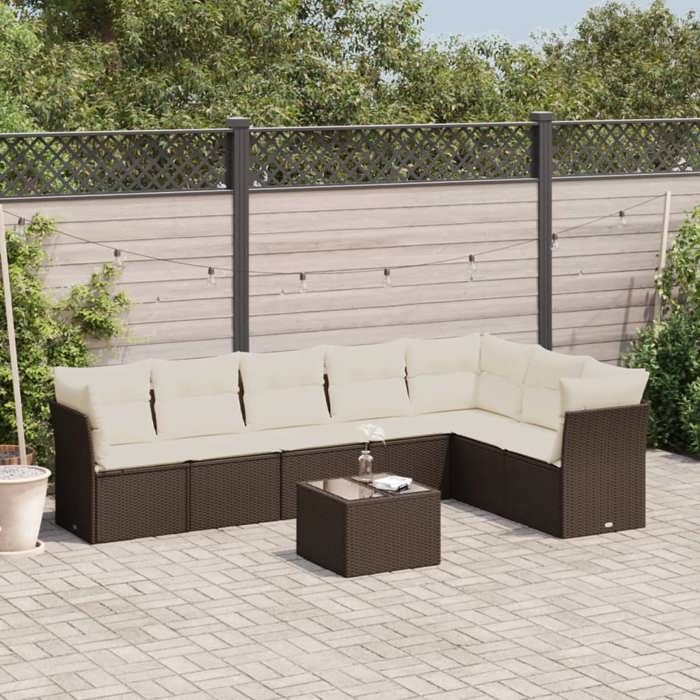 VidaXL Garden Lounge Set 8 Pcs with Brown Cushions Wicker 3217753