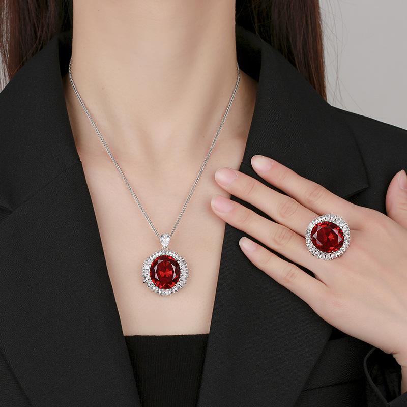 Jewelry Copper Bottom Gold Plating Simulation Red Corundum Luxury Stone 18 * 20