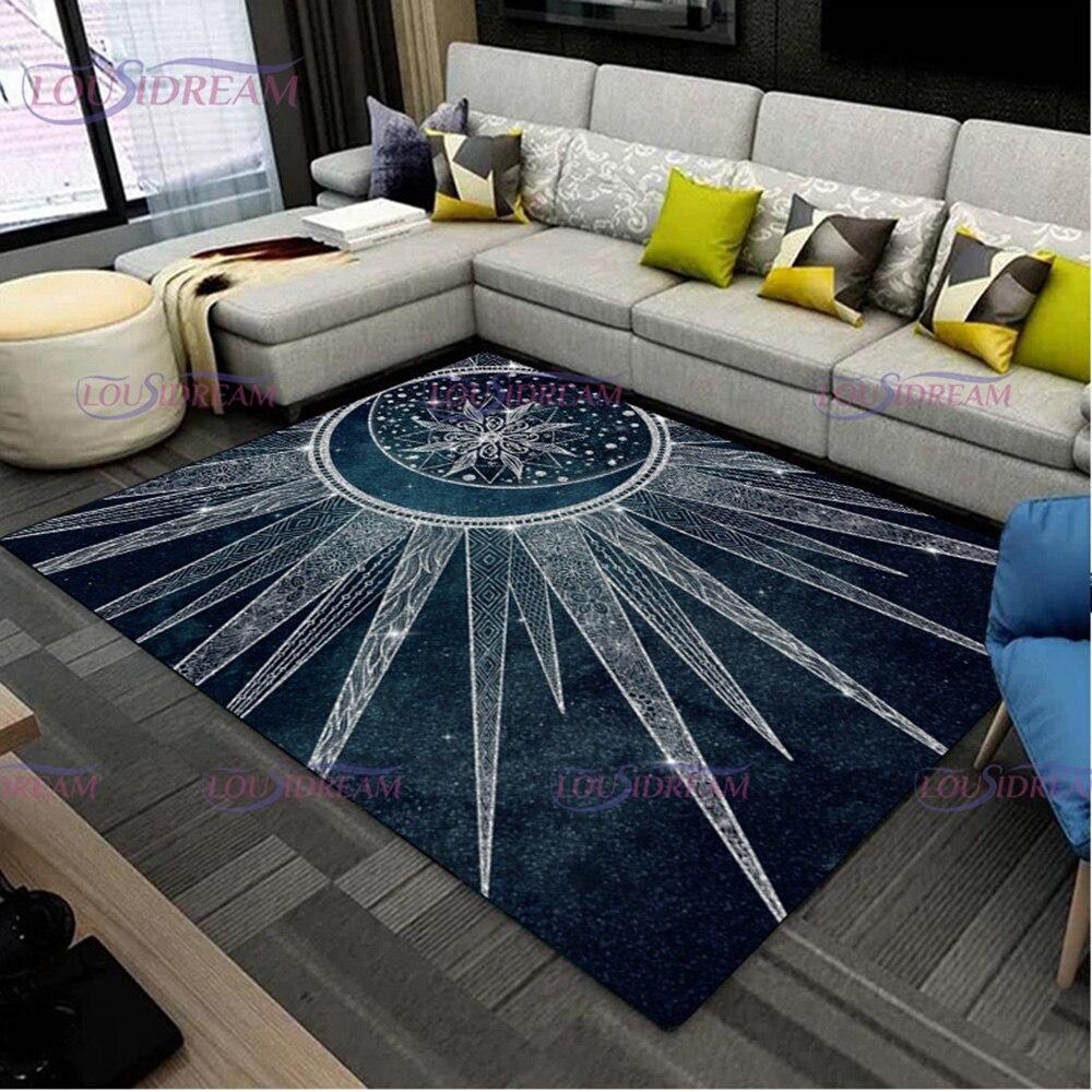 Golden Sun and Moon Carpet Entrance Door Floor Mat Abstract Geometric Optical Doormat Non-slip Floor Mat Living Room Decor Rug