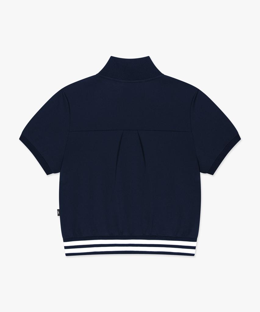 LMC Wm Gothic Football Short Slv Zip-Up Navy