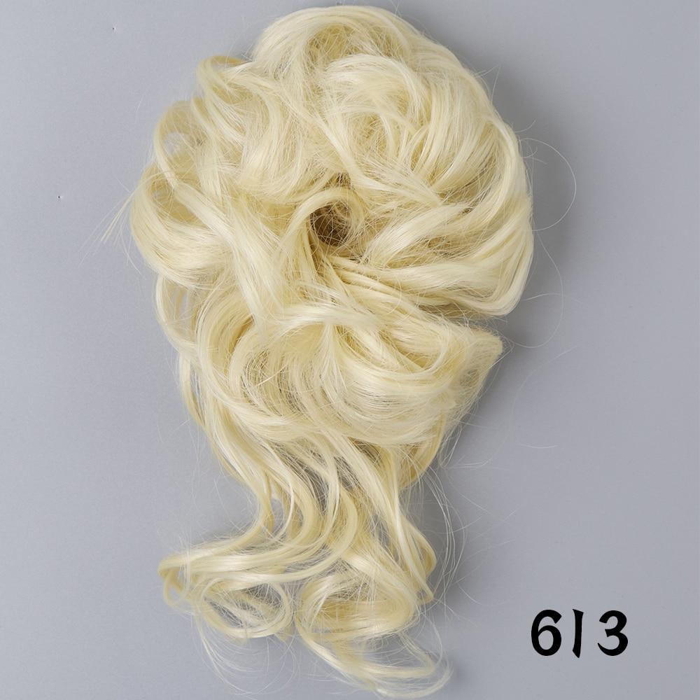 MISSQUEEN Synthetic Hair Bun Chignon Messy Curly Hair Band Elastic Scrunchy False Hair Pieces for Women Hairpins Black Brown