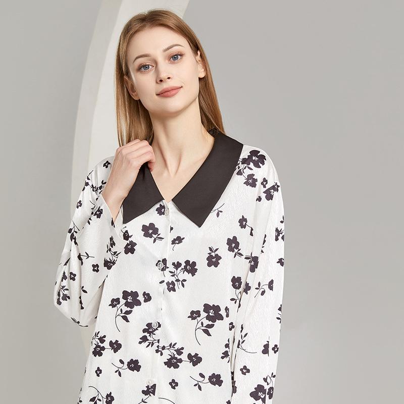 Spring and Summer New Ice Silk Pajamas for Women Summer Ice Silk Pajamas Air-conditioned Room Simple Cool Summer Pajamas