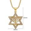 Hip Hop Iced Out Star Of David Candlestick Pendant Gold Color Stainless Steel Chanukah Necklace for Men Je Jewelry Gift