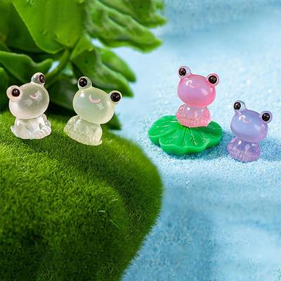 5 pezzi mini resina rana luminosa micro paesaggio ornamenti cruscotto auto decorazione della casa