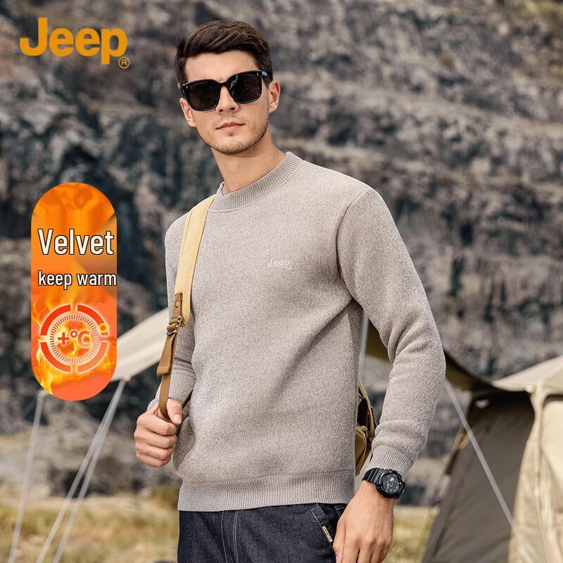 JEEP Men s Embroidered Fleece-Lined Sweater L