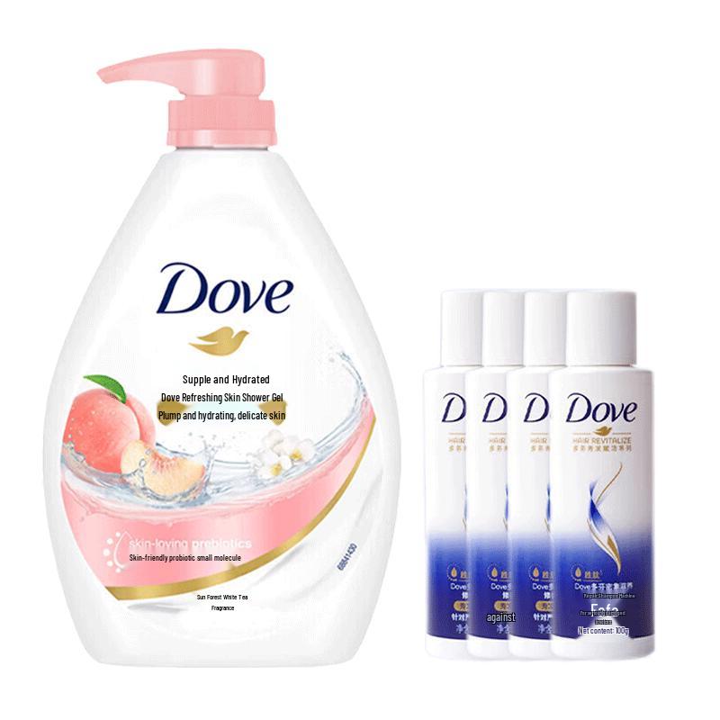 

Dove Rejuvenating Shower Gel (720g) and 4x100g Shampoo Bundle