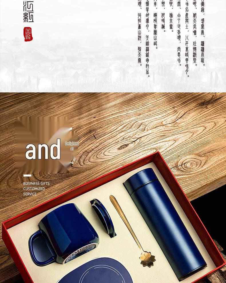 Creative Ceramic Water Cup Set - Office Business Gift Box for Company Occasions