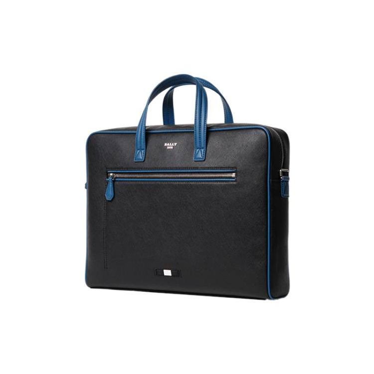 New BALLY Cow Leather Portable Crossbody Bag Shoulder Bag Large Size Men's Black 6303135