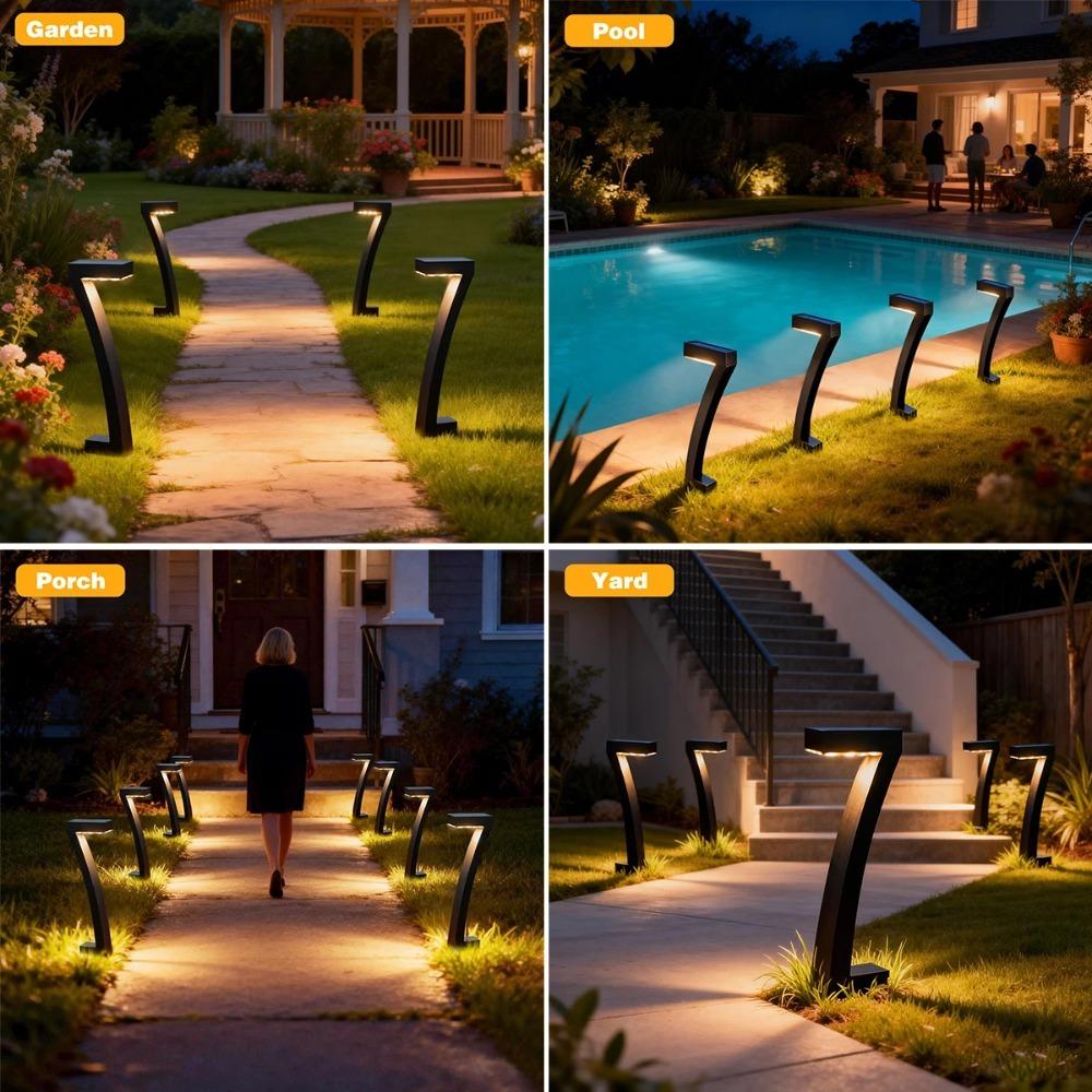 4/6/8Pcs Solar Lights 7-Shape for Garden Lawn IP65 Waterproof Pathway Landscape Lighting 6 LED Auto Dusk to Dawn Solar Ground Light