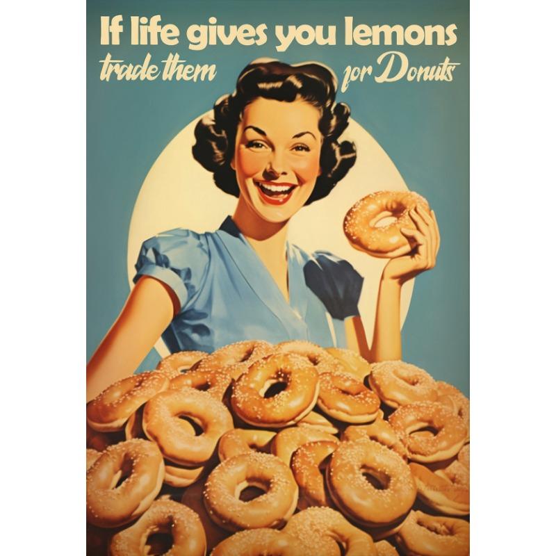 

50-е годы Забавный кулинарный принт Плакат Счастливая домохозяйка Картина на холсте Винтажная настенная живопись Картина Кухня Ресторан Пекарня Домашний декор 21cm×30cm NoFrame