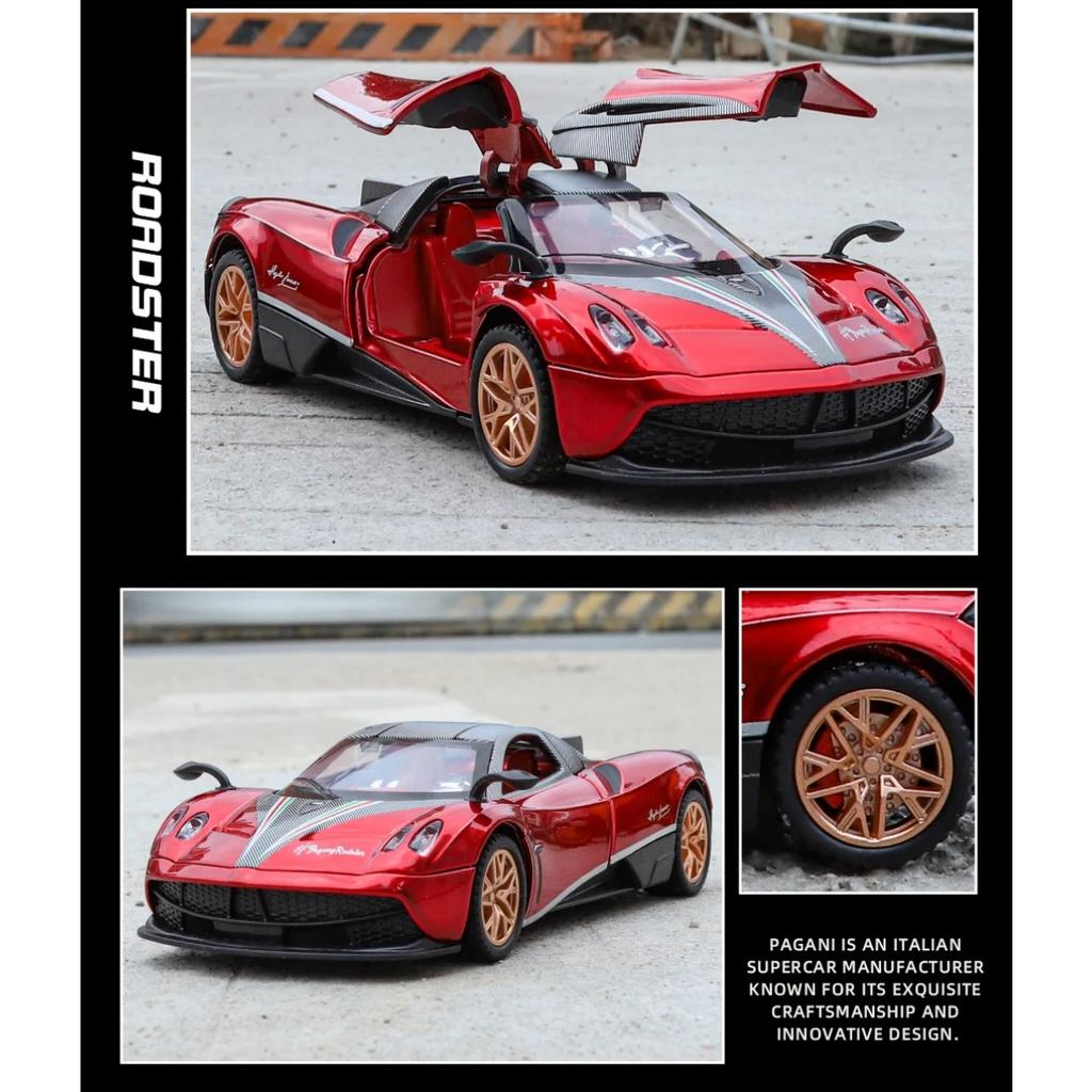 1/32 Pagani Huayra BC Supercar Alloy Muscle Car Model Sound and Light Pull Back Children's Toy Collectibles Birthday Gift