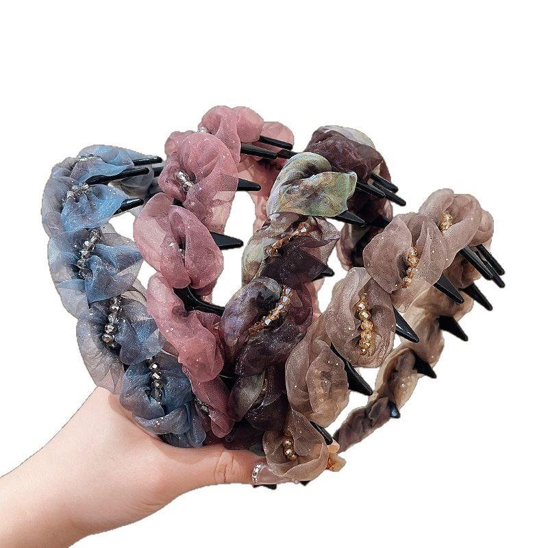 Elegant Temperament Rhinestone Design Hairband For Women Daily Wear Headwear Non-Slip Wash Face Headband Hair Accessories