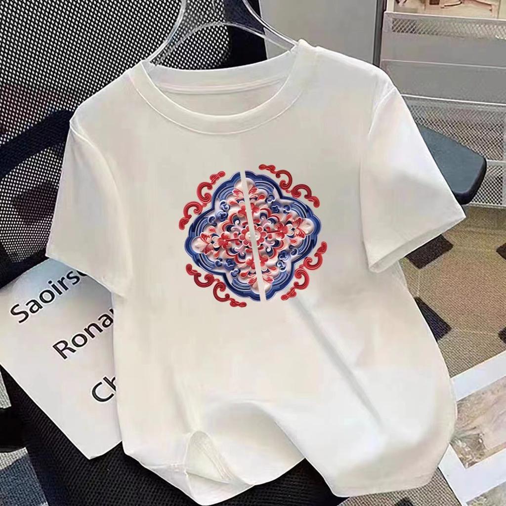 VEZFAA Damenmode Casual Sommer Frühling Kurzarm O-Ausschnitt Blusen & Hemden