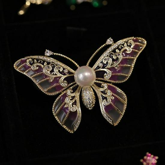 Bo Xin Yun Elegant Enamel Butterfly Zirconia Brooch for Women - Versatile Style for Suits  Coats