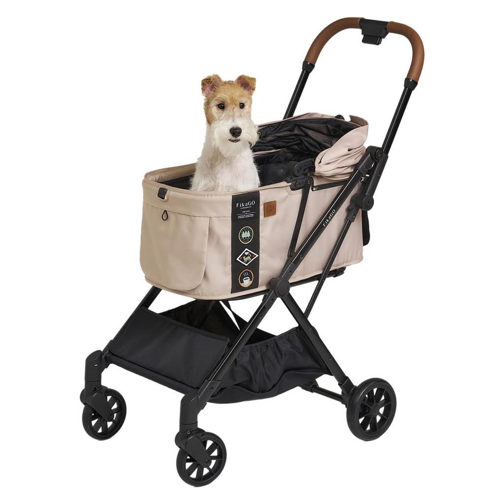 Combi ComPet FikaGO FREE TO GO 2 Hygge Note Automatic Folding Pet Cart for Dogs and Cats Compact Load Capacity Beige Beige/Gray/Blue 20kg_Hygge
