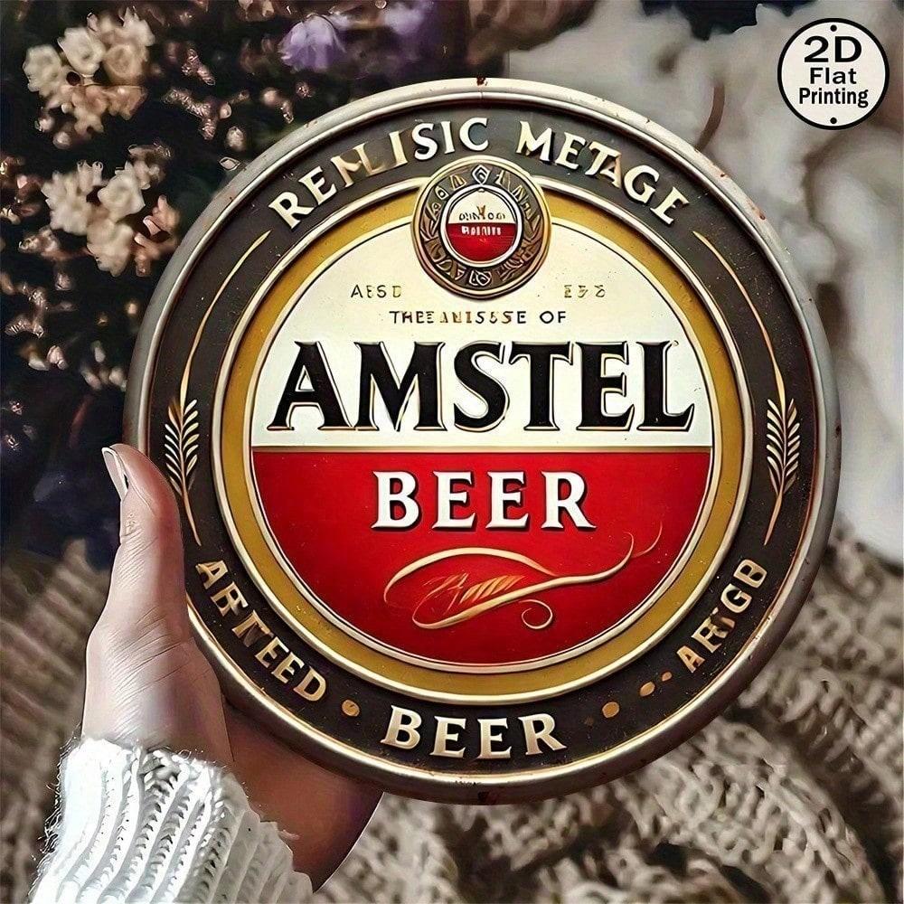 

Retro Metal Tin Sign Amstel Beer Wall Decor 8x12 Inch Vintage for Bar Man Cave Pub різнокольоровий