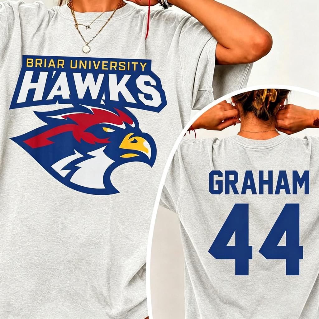 Off Campus Briar Hawks Garrett Graham Graphics Unisex Cotton Shirt 2026 New Men's Women's O-neck Ice Hockey Jersey T-shirt Daily Wear Cool Top